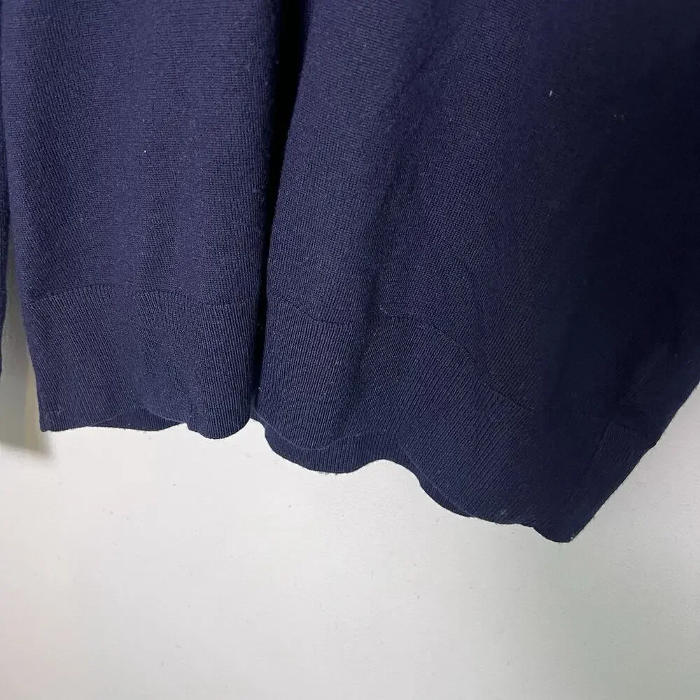 Banana Republic Men's Extra Fine Merino Wool Sweater V Neck Navy Blue Sz L